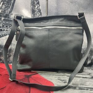 Margo Black Leather Crossbody Bag